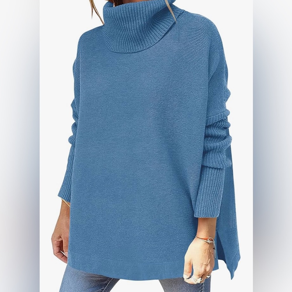 NWOT- ANRABESS Women's Oversized Turtleneck Batwing Sleeve knit Sweater